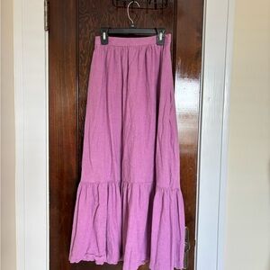 Abercrombie & Fitch Linen Blend Tiered Lavender Maxi Skirt